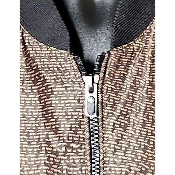 Michael Kors Brown Monogram Logo Bomber Jacket, Size - S - Picture 2 of 5